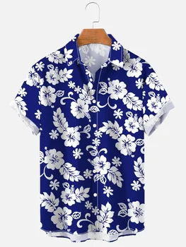 Нови Хавайски Стилни Мъжки Луксозни Ежедневни Ризи с Флорални Принтом 3d С Къс Ръкав Plus Размер Harajuku Рокабили Аниме Маккаби