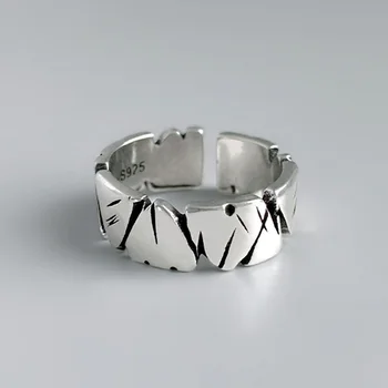 Винтажное пръстен с регулируем отвор във формата на сърце Mori с текстура на рока за жени в стил пънк, хип-хоп, мъжки подарък-пръстен за двойки, вечерни украса