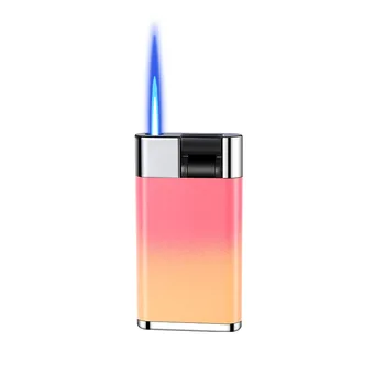 Рокер Постепенното запалка Метална ветрозащитная запалка за пури от син пламък, надуваеми струя, мощна огнева мощ, горивната запалка, Бутановый газ, подарък за мъже