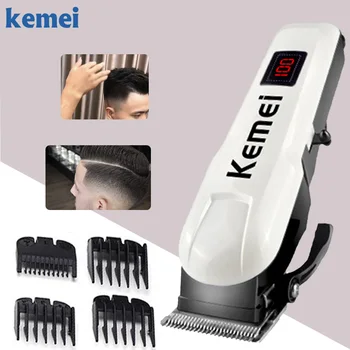 акумулаторна машинка за подстригване за коса kemei 100-240 В, професионална машина за рязане на коса, машина за бръснене на косата, електрическа самобръсначка за подстригване на брада