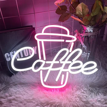 Led неонова реклама Кафеена чаша Украса спални неонови светлини знак за кафе Начало ресторант Декора на стените на стаята неонови нощни лампи