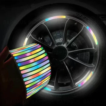 Светлоотразителни ленти на главината на колелото на автомобила, джанти гуми, колоритен стикер, предупреждение за нощното шофиране, украса, флуоресцентно светоотражающая лента