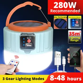 60 W/280 W led лампа за къмпинг, USB акумулаторна лампа за градинска палатки, преносими светлини, аварийно осветление за барбекю, разходки и туризъм