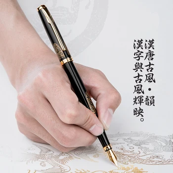 10 бр. луксозна писалка Hongdian, чернильная дръжка, златна фино перо, красива класическа текстура, бизнес канцеларски материали за офиса, химикалки за писане