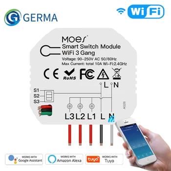 GERMA Mini САМ WiFi Умен Ключа за лампата 3 Банда 1/2-Лентов Модул Smart Life/Sasha App Control Работи с Алекса Echo и Google Home