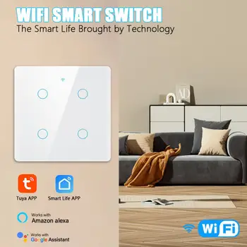 Sasha умен дом Wifi умен ключа за лампата BR 4/6 банда Безжично дистанционно управление Smartlife приложението гласов контрол чрез Алекса Google Home