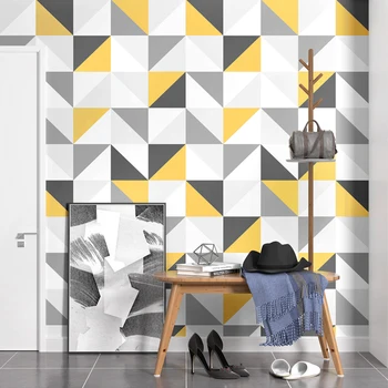 Модерните квадратни тапети Nordic Europe Тапети Геометрична жълта решетчатая връзка с хартия за фон на стените на хола спални