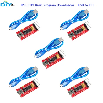 5 бр. за Зареждане на основната програма USB FTDI 6P 5V 3,3 V модул сериен адаптер USB към TTL FT232 + USB кабел за Arduino