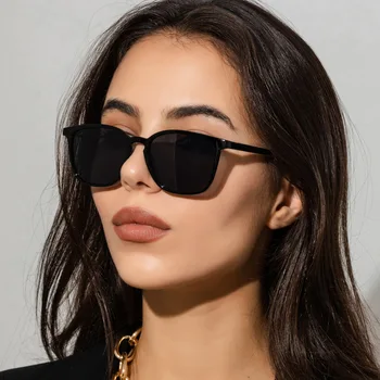 Модни квадратни слънчеви очила, дамски ретро маркови дизайнерски слънчеви очила, дамски черни vintage слънчеви очила за шофиране с кошачьим око, Oculos De Sol