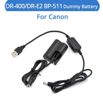 5 В USB Кабел-Адаптер ACK-E2 BP-511 Фиктивен Батерия DR-E2 DR-400 DC Конектор За Canon EOS 5D 10Г 20D 20Da 30D 40D 50Г D60, D30