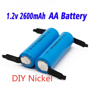 Акумулаторна батерия тип АА 1.2 2600 mah AA NiMH с паяльными контакти, електрическа самобръсначка 