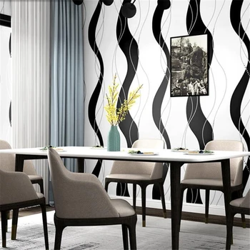 тапет с една вълнообразна модел wellyu, черно-бели вертикални ивици, модерен минималистичен стил, тапети тапети за спалнята, хола