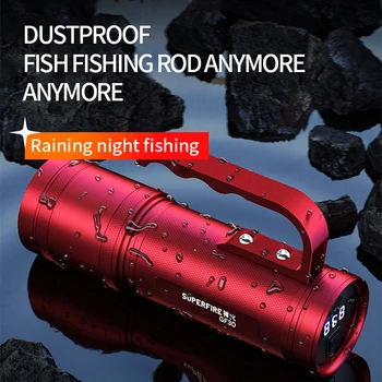 SUPERFIRE GF30 led фенерче с висока мощност Водоустойчив риболовен фенер USB акумулаторна прожектор Туризъм лампа