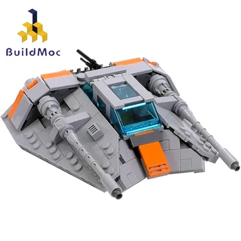 Buildmoc Космически война Битката при Хоте MOC-15626 Сноуспидер T-47 Аэроспидер Снежна поле Модел самолет Строителни Блокове на детски Играчки Детски подарък