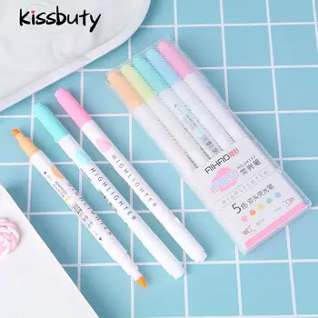 5 цвята/набор от Цветове за очи двойна мазнини млечен молив с тънък връх, ярки маркери, ярки цветове, рекламни и художествени маркери, подарък за канцеларски материали