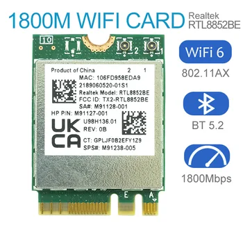 Wi-Fi 6 Мрежова карта Realtek RTL8852BE 1800 Mbps БТ 5,0 двойна лента Безжичен Wi-Fi Адаптер 802.11 ac/ax 2,4 G /5 Ghz МУ-MIMO, За да Спечели 10