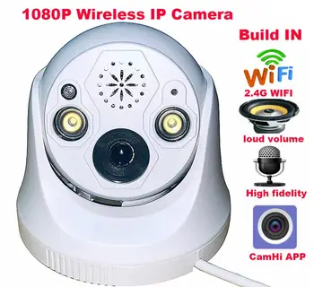 CamHi Безжичен WiFi 1920 * 1080P 2.0 MP камера куполна IP камера слот за SD-карта ONVIF говорител микрофон, 2-лентов говорител за аудиозапис, Слот за SD-карта