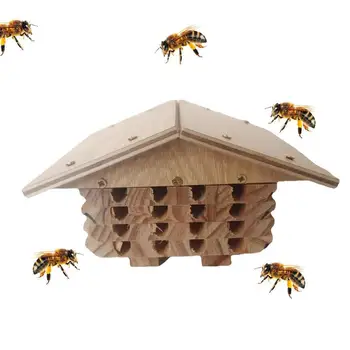 Пчелен къща Mason ръчно изработени, естествена, бъз, пчелен хотел, пчелен кошер, привлича мирни пчелите-опрашители, за да се увеличи производителността на градината