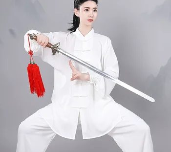 Китайски традиционен мъжки женски костюм кунг-фу, ежедневни спортни облекла за активен отдих, униформи за бойните изкуства, Тай-чи, яке, панталони, комплекти XS-XXXL