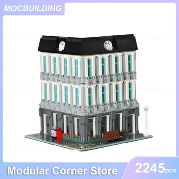 Модулен модел ъглов магазин MOC Строителни блокове САМ Събрание тухли Архитектурна серия развиване на творчески играчки, подаръци 2245 бр.