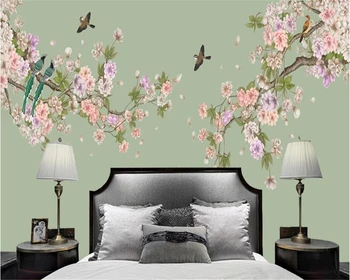 beibehang Цвете раци, ябълка, нова китайска ръчно рисувани, е тънка работа четка, украса фон във формата на цвете, птица, боядисване, тапети behang
