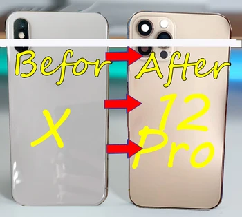 Направи си сам за iPhone X, като камерата 12Pro, шаси за X Covert за Подмяна на задната обвивка 12Pro на 5,8 инча с безплатна светкавица, калъф и инструменти