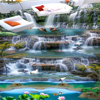 beibehang Потребителски фотообои Подови живопис Лепкава водопади Шаран 3D 3D живопис подови настилки papel de parede