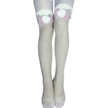 Дамски гети в стил Лолита за момичета, възли, с хубав нос, стегнати високи топло гамаши, ботуши до бедрата, кавайные чорапи над коляното, топло за краката