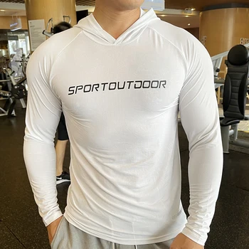 Мъжки спортни блузи, за джогинг, свитшоты за фитнес, облекло за тренировка във фитнес зала, джогинг, свободна спортни дрехи с качулка на открито, бързосъхнеща дишаща спортно облекло