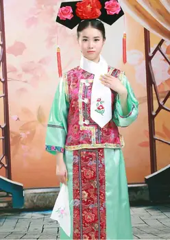 5 бр., дрехи за китайски народни танци, женски костюми на династията Цин, китайското традиционната рокля на принцеса, плат за сценичното представяне 16