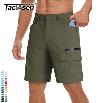 TACVASEN Летни тактически бързо съхнещи найлонови работни панталони, мъжки ежедневни панталони-карго за разходки, леки къси панталони за риболов на открито