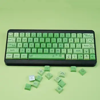 129 бр./опаковане. Зелена Капачка за ключове PBT Материал XDA Височина Капачка за ключове Механична Клавиатура Професионални Компютърни Аксесоари 
