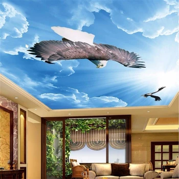 тапети beibehang, начало декор, снимката на фона, тапети, Синьото небе, летящ орел, на фона на тавана в хола си, на стената от хартия