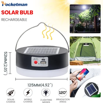 Слънчев 45 led слънчева светлина, USB акумулаторна лампа, вградена батерия, градинска лампа за палатка, преносими светлини, аварийно осветление, барбекю, туризъм