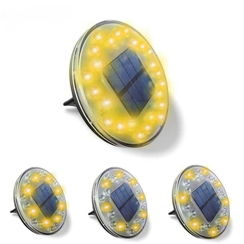 24LED дисков лампа на слънчевата енергия, външни градински заглубленные тела на слънчевата енергия, водоустойчив градински подови настилки за под стълбите, настилная лампа
