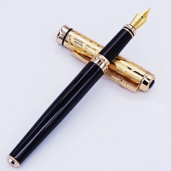 Метална черна писалка Duke, сапфирово-златна капачка във формата на сърце с клипс, чернильная дръжка за носене, среден съвет 0,6 мм, бизнес офис, училище подарък