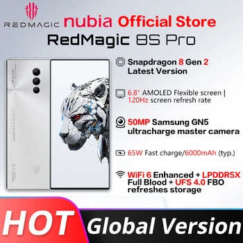 Глобалната версия на мобилния телефон Nubia Redmagic 8s Pro 5G 6,8 инча 120 Hz AMOLED Snapdragon 8 Gen 2 Восьмиядерный 65 W супер бързо зареждане на NFC