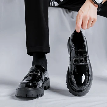 Мъжки лоферы в английски стил, работни обувки и дебела подметка, ежедневни бизнес официалната мъжки обувки, корейската модни мъжки обувки