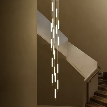 Минимализъм, led таван, висящи лампи за дневна в тавана, дизайнерска лампа 2023, подвесная най-дългата стълба в скандинавски стил, полилей