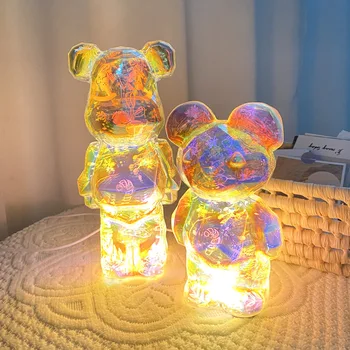 3D Мечка led нощна светлина С проектор Романтична декорация на спалнята декоративни Настолни лампи за подарък