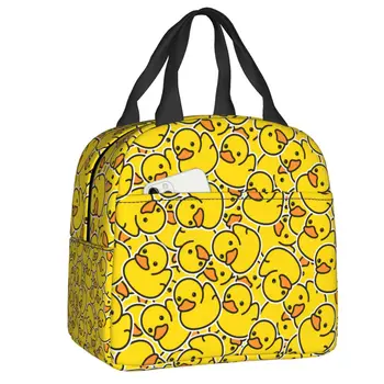 Изработена по поръчка жълта класическа чанта за обяд от гумена патица, топъл, изолиран обяд-бокс за жени, деца, училищната работа, продукти за пикник, чанти-тоут