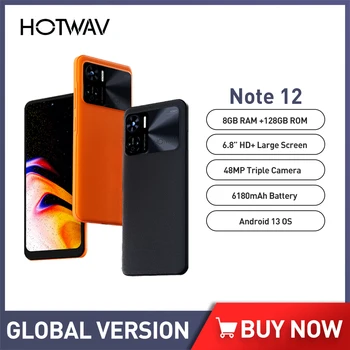 Мобилен телефон HOTWAV Note 12 Android 13 8 + GB 128 GB Восьмиядерный PD3.0 20 W За зареждане на Мобилен телефон 6,8 