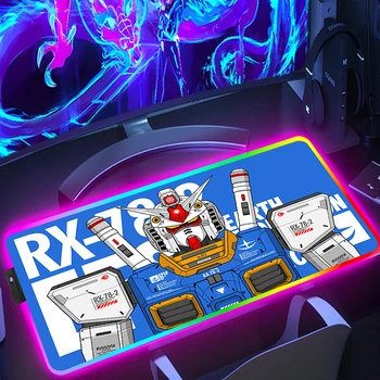RGB Gundam Подложка За Мишка Аниме Подложка За Мишка Геймър Клавиатура Мат С Осветени Тенис на Защитник Аксесоари За КОМПЮТРИ Xxl Голяма Игри Разширено Сладък Led