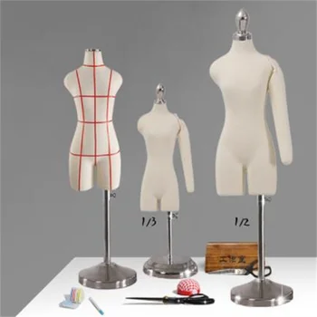 1/2 е Пластмасов женски текстилен манекен за шивашки на тялото за рокли Busto с брючными штанинами от памучен плат, Джърси, дисплей бюст, може да се приложи E168