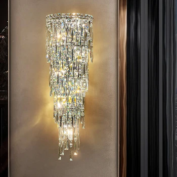 Нов кристал, с монтиран на стената лампа, модерен лампа, Луксозна нощна лампа за спални, стълбище, за коридор, всекидневна, ТВ-на фона на стенни декоративни осветителни тела