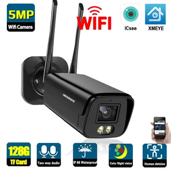 5MP Wifi Bullet Security Camera Oudoor Цветна Камера за Нощно Виждане Безжична Камера за видеонаблюдение 3MP iCSee IP Cam Двупосочна Аудио XMEYE