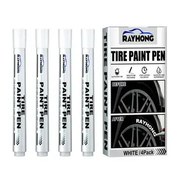 Писалка за рисуване на автомобилни гуми, писалка за рисуване, водоустойчив, не избледняват, 4 бр., маркер химикалки, обезопасена дръжка за гуми, автоаксесоари за метал, хартия, стъкло