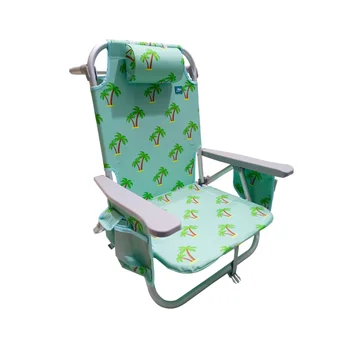 Алуминиево плажна стол с подвижна чанта-хладилник, 5 разпоредби за откидывания, капацитет 275 паунда