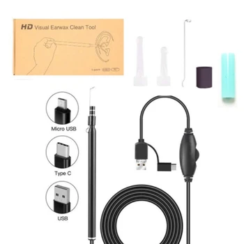 Ендоскоп За почистване на ушите, Лъжица, Мини-Камера, Устройство за Събиране на ушна кал, Визуално Премахване на ушна кал, Поддръжка на Отоскопа за устата и Носа, Android, PC, Практичен