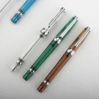 Висококачествена пластмасова писалка Йонг Шен с вакуум пълнеж EF/F, прозрачни цветни мастило химикалки, канцеларски материали, ученически пособия